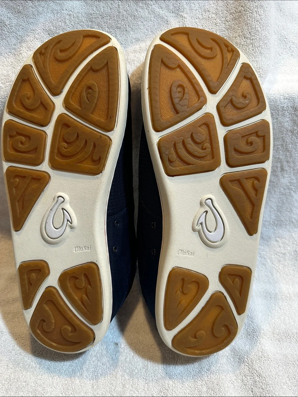 OluKai NOHEA MOKU Men’s Sz 9.5 D Coastal Blue Canvas/Mesh Nautical SlipOn Shoes